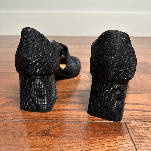 Browns Couture Delphina Black Sparkle Block Heel Shoe - Picture 5 of 9